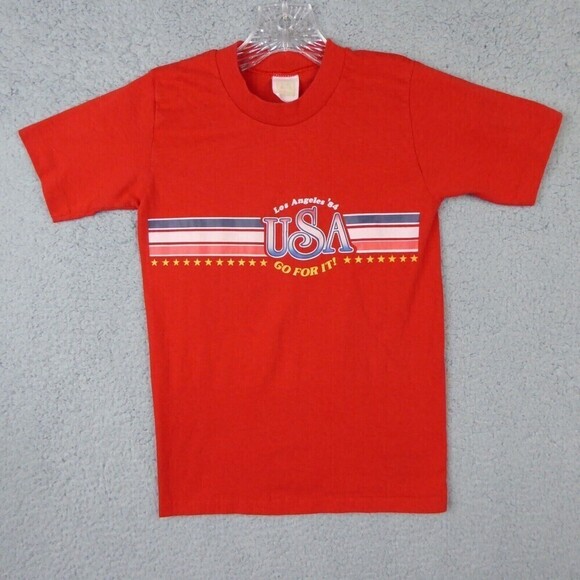 Vtg 80s Kids T Shirt Team USA 1984 Los Angeles Olympics Youth Small Velva Sheen - Picture 1 of 7